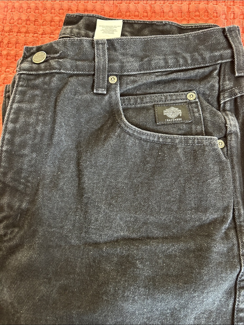 Harley-Davidson Black Men's Black Jeans with Trademark Patch